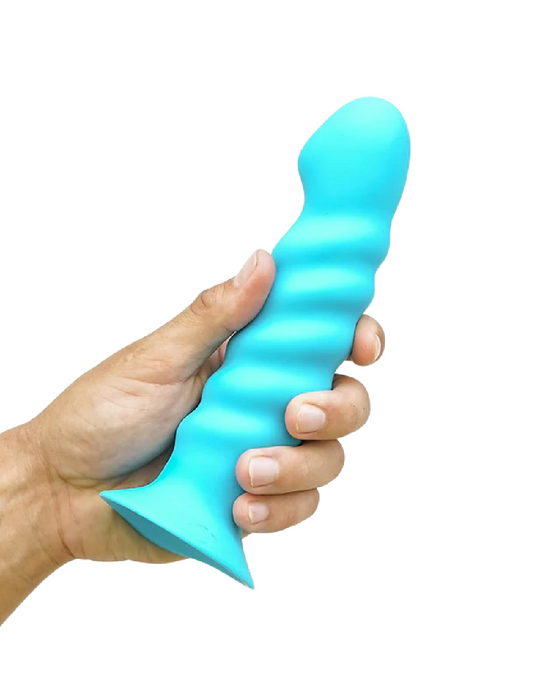 Kendall Firm Silicone 8 Inch Ribbed Dildo - Blue