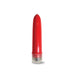 The Naughty List Beginner's Vibrator, a red bullet-shaped vibe with a clear base, stands upright against a white background—ideal as a stocking stuffer or first-time sex toy.