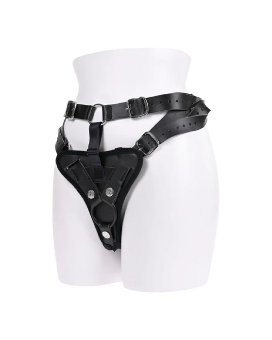 Mannequin torso displaying a Sportsheets Aurora High Waisted Adjustable Strap on Harness accessory.