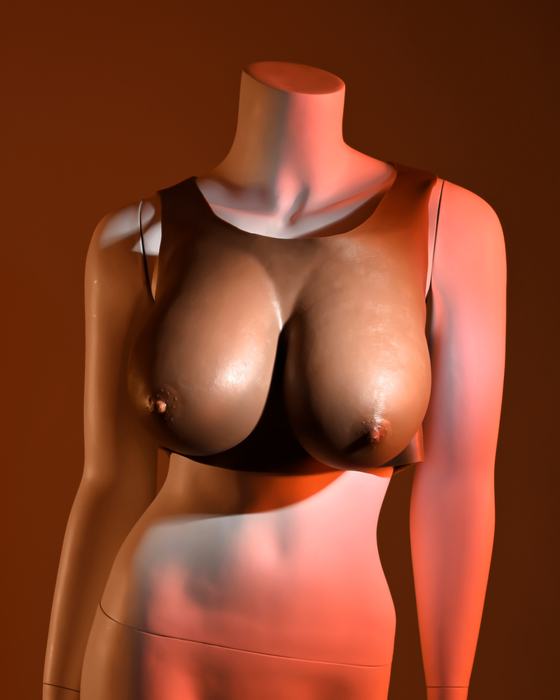 Gender X Wearable Silicone E Cup Breasts - Chocolate