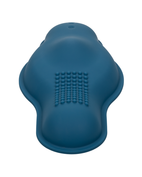 A blue ergonomic plastic balance board with raised texture patterns in the center for foot grip. The board has a curved, wavy shape designed to help with balance and posture during exercises or standing activities, bringing a new level of stability similar to that of the CalExotics Dual Rider Remote Control Bump & Grind Humping Vibrator.