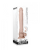 A product image of the Real Supple Poseable 10.5 Inch Silicone Dildo in Vanilla by Evolved Novelties, packaged in a white box with decorative silver elements, emphasizing its features such as dual density and silicone material.