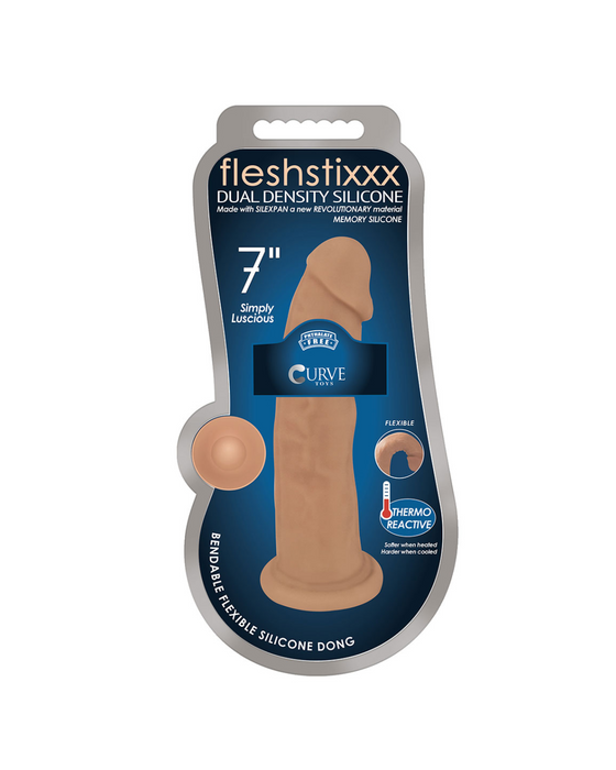 Fleshstixxx 7 Inch Bendable Silicone Dildo - Caramel
