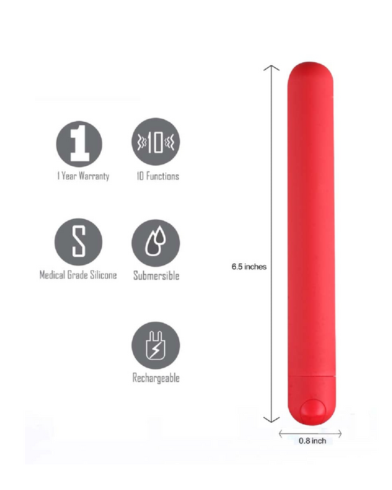 Abbie X-Long Super Charged Red Bullet Vibrator