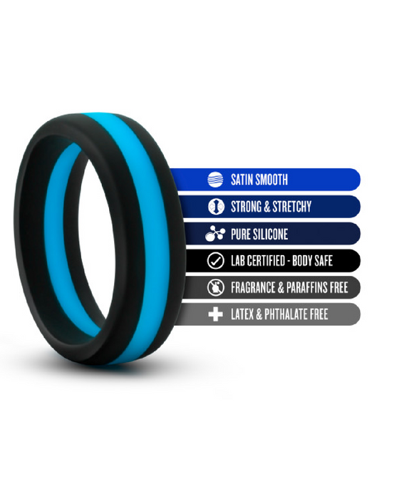 Performance Silicone Go Pro Cock Ring - Black & Blue