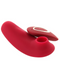 A red silicone REMI 15-Function Rechargeable Remote Control Suction Panty Vibe by Maia Toys on a white background.