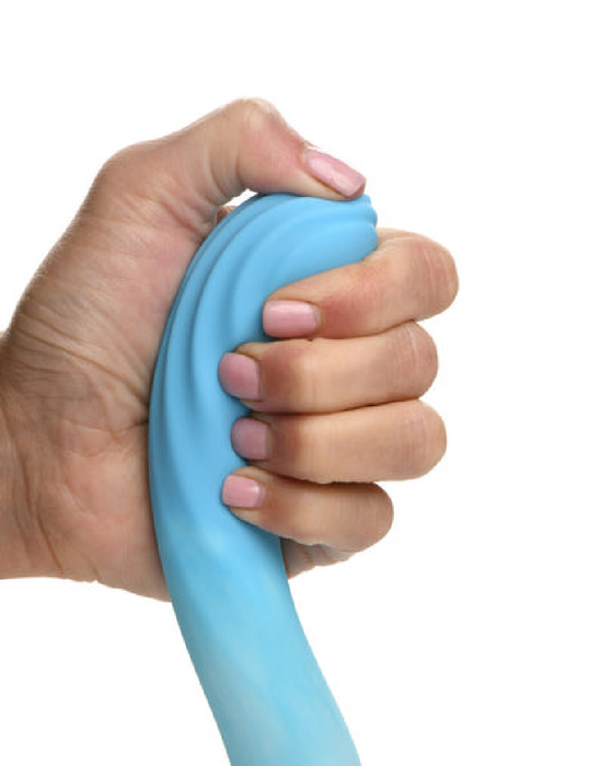 Simply Sweet 7 Inch Rippled Dildo with Heart Base - Blue