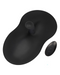 An ergonomic black VibePad 3 Ride On Hands-Free Humping Vibrator with G-Spot Probe with a wrist rest and a wireless mouse against a white background. (Orion)