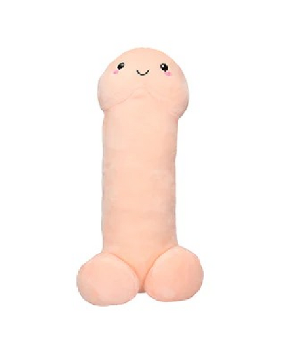This image cannot be appropriately described as it features a Penis Stuffy - 12 Inch Smiling Plush Vanilla Colored Penis from Shots.