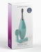 A Pipedream Products box for Jimmyjane Focus Pro Pinpoint Tip Clitoral Vibrator with 2 Head Attachments, a waterproof, sonic vibrating massager made of silicone with silicone head attachments, displayed against a white background. The device is teal with massage