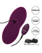 An image of the CalExotics Lust Dual Rider Remote Control Humping Vibrator, a premium, purple silicone remote control vibrator with incredible power and state-of-the-art design, showcasing its dual USB charging cord included.