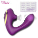 The Tracy's Dog OG Clitoral Sucking G-Spot Vibrator offers dual stimulation with multiple vibration and suction modes, blending luxury purple and gold design with powerful performance for personalized pleasure. Modes are conveniently shown on a chart.