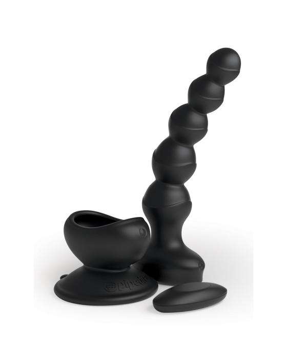 Wall Banger Vibrating Black Anal Beads with Suction Cup