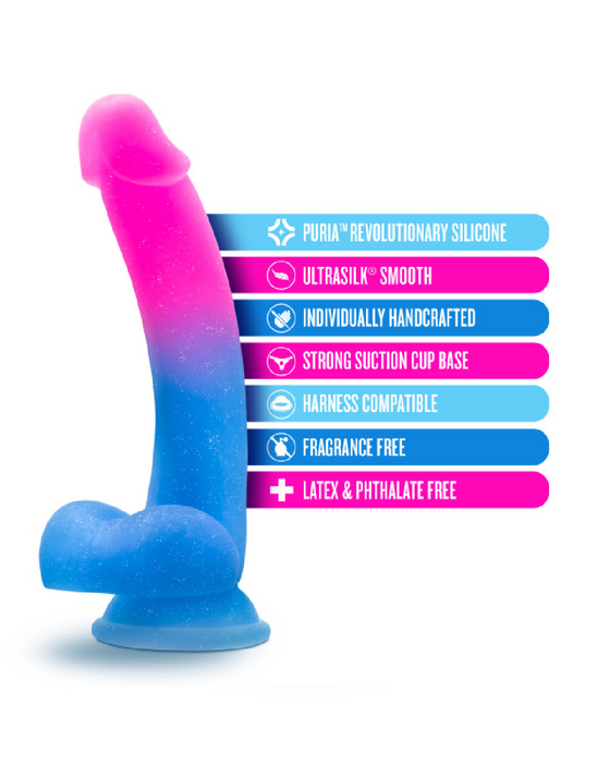 Chasing Sunsets Ombre Sparkle Silicone Mermaid Dildo - Pink & Blue