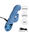 Modern, blue silicone California Dreaming Santa Cruz Coaster Thrusting G-Spot Rabbit Vibrator with premium, silky smooth finish, body-safe materials, waterproof design, and included USB charging cord. Brand Name: CalExotics