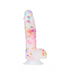 Party Marty 7.5 Inch Silicone Rainbow Confetti Dildo with Suction Cup