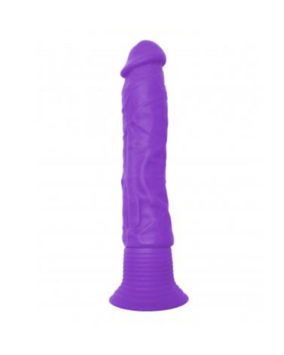 Neon Luv Touch Wall Banger Silicone Vibrating 7.5 Inch Dildo - Purple