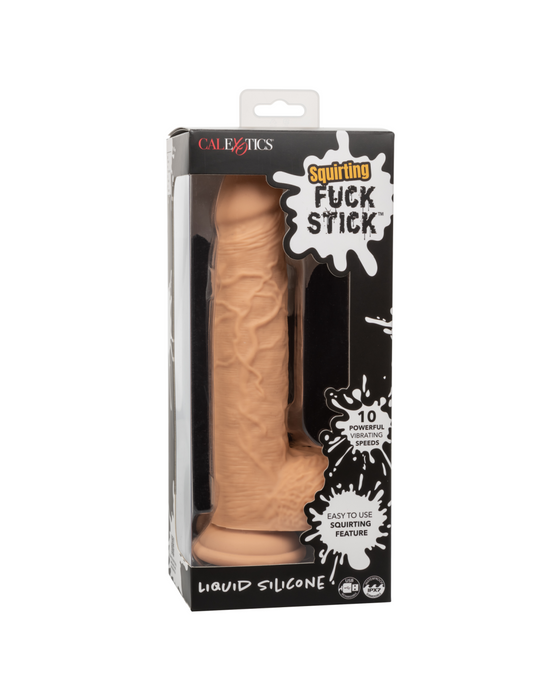 Fuck Stick Squirting Vibrating Silicone Suction Cup Dildo - Vanilla