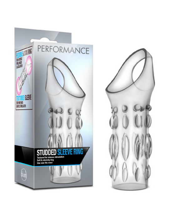 Performance Penis Girth Enhancer Studded Sleeve - Clear