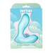 The Softies Dual Stimulation G-Spot Beginner Vibrator, a light blue L-shaped silicone toy, comes in a pastel blue and green box marked "Softies" and "5'' Silicone Vibrator," featuring "Silky Soft & Squishy" texture and waterproof design.