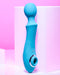 Wanderful Sucker Double Ended Wand + Clitoral Pulsation Vibrator - Blue