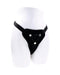 Black adjustable Sportsheets harness on a white mannequin torso.