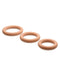 Three hypoallergenic silicone sealing rings arranged in graduated sizes on a light background.