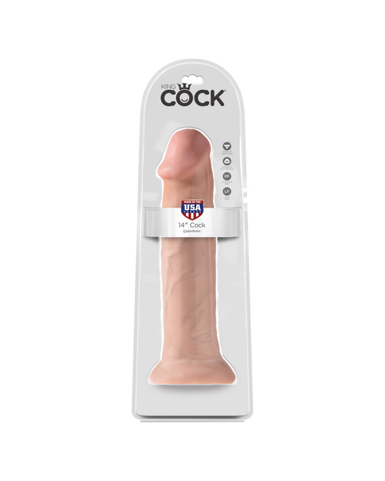 King Cock 14 Inch Realistic Suction Cup Dildo - Vanilla