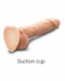 Lovely Planet Sliding Skin Realistic 7.5 Inch Vanilla Silicone Dildo with Suction Cup, designed to attach to flat surfaces, isolated on a white background. Text label reads "suction cup.