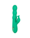 A vibrant green California Dreaming Sonoma Satisfier Dual Stimulation Vibrator with a contoured design for g-spot stimulation and multiple buttons on the handle, isolated on a white background.