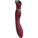 The Chance Waterproof Touch Screen G-Spot Vibrator, in maroon medical-grade silicone with a gold accent ring and black control panel, is curved and sleek, shown on a white background.