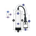 The Performance VX3 Male Enhancement Pump System with Cock Ring features precise measurement labels: cylinder height 7.75", total height 9", diameter 2", base 2.5", hose 8.5", handle height 7", and a ring with diameters of 1.3"/0.35" for firmer erections.