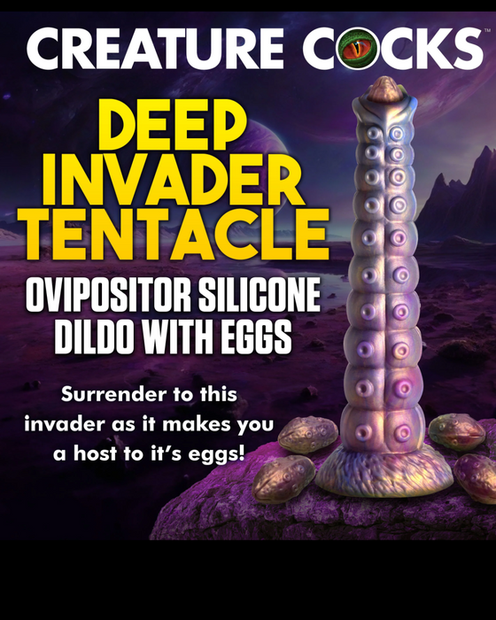 Deep Invader Tentacle Ovipositor Silicone Fantasy Role Play Dildo With Eggs