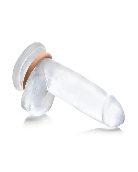 A premium silicone, hypoallergenic Jock Discreet Silicone Cock Ring Set - Caramel with a rolled base, isolated on a white background by Curve Toys.