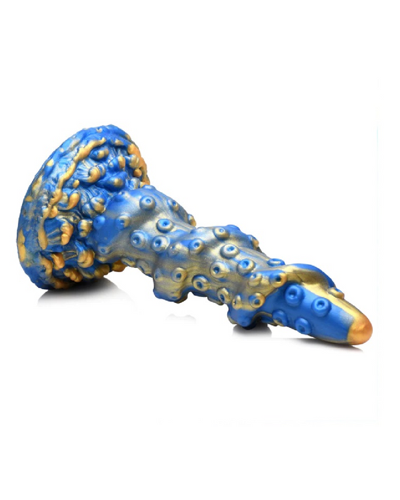 Lord Kraken Blue and Gold 8.5 Inch Silicone Dildo