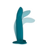 A stylized illustration of a Fun Factory Limba Flex Medium Silicone Dildo - Deep Sea Blue rising, with a curving main column and two smaller offshoots, resembling a fountain. The image has a smooth, gradient texture and a simple design.