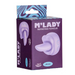 A purple box labeled "M'Lady Rotating and Licking Tongue Vibrator" displays a lavender silicone stimulator. The packaging highlights its 360° rotation, waterproof design, and soft silicone material.