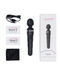 A product display featuring the Lovense Domi 2 Powerful App Controlled Wand Vibrator, a Bluetooth compatible remote-controlled mini wand vibrator, along with its packaging, USB charging cable, user manual, and a storage pouch.