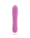 A pink silicone pleasure toy with a ribbed design, isolated on a white background. 
Product: The Wand First Time Ultra Soft Flexible Silicone Mini Wand Vibrator - Pink 
Brand: Creative Conceptions