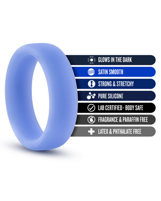 Performance Blue Silicone Glow in the Dark Cock Ring