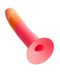 Colorful plastic Lovehoney Romp Dizi Ultra Smooth 7 Inch Dildo With Suction Cup kazoo isolated on white background.