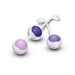 The Wellness Kegel Ball Training Kit for Pelvic Floor Health features two pairs of white spherical balls with purple and lavender accents, each set joined by a white stem, displayed on a white background.