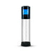 The Performance VX10 Automatic Penis Pump with Smart Pressure Control features a blue LCD screen and front control buttons, attached to a clear cylindrical container with measurement markings, similar in style to some sous vide immersion circulators.