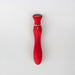 The Chance Waterproof Touch Screen G-Spot Vibrator, shown on a plain white background, is red and curved, made of medical-grade silicone with a silver massage head, gold accent, and a small gemstone.
