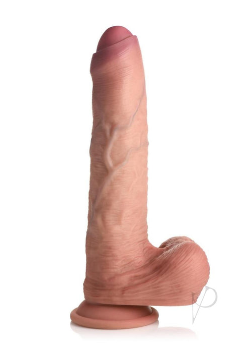 JOCK Dual Density Uncut Dildo with Balls 9.8 in - Caramel