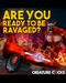 Promotional image featuring a muscular, mythical creature with a wolf-like head and a fiery background, holding a technologically styled Hell Wolf Thrusting & Vibrating Silicone Werewolf Dildo with Remote from "XR Brands". Text overhead reads "Are you ready to