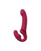 A pink Lovense Lapis App Controlled Strapless Strap-On Dildo with a curved and ergonomic design, isolated on a white background.