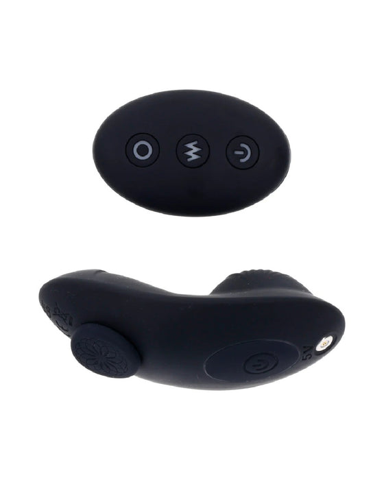 Two black silicone Sportsheets earbuds with control buttons and an adjustable harness isolated on a white background.