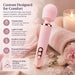The Intense Waterproof Rechargeable Wand Vibrator with App Control features a pastel pink, ribbed silicone head, gold accents, flexible neck, easy grip, intuitive controls, and powerful stimulation for enhanced wellness.