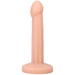 The Pop 7 Inch Silicone Squirting Dildo - Vanilla, a harness-compatible toy with a rounded tip and flat base, stands upright against a white background.
